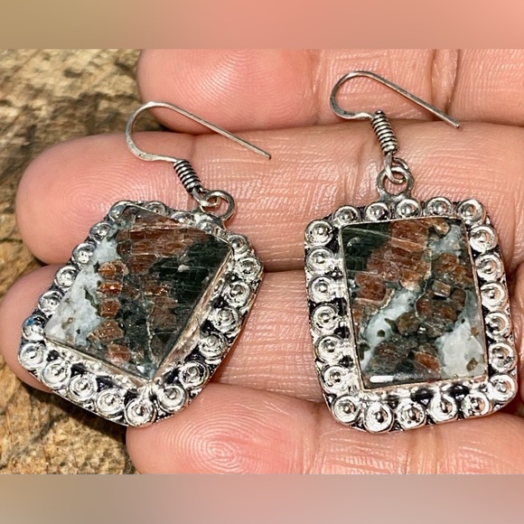 “The Marriage Stone” Astrophyllite Earrings 2” - Picture 14 of 15